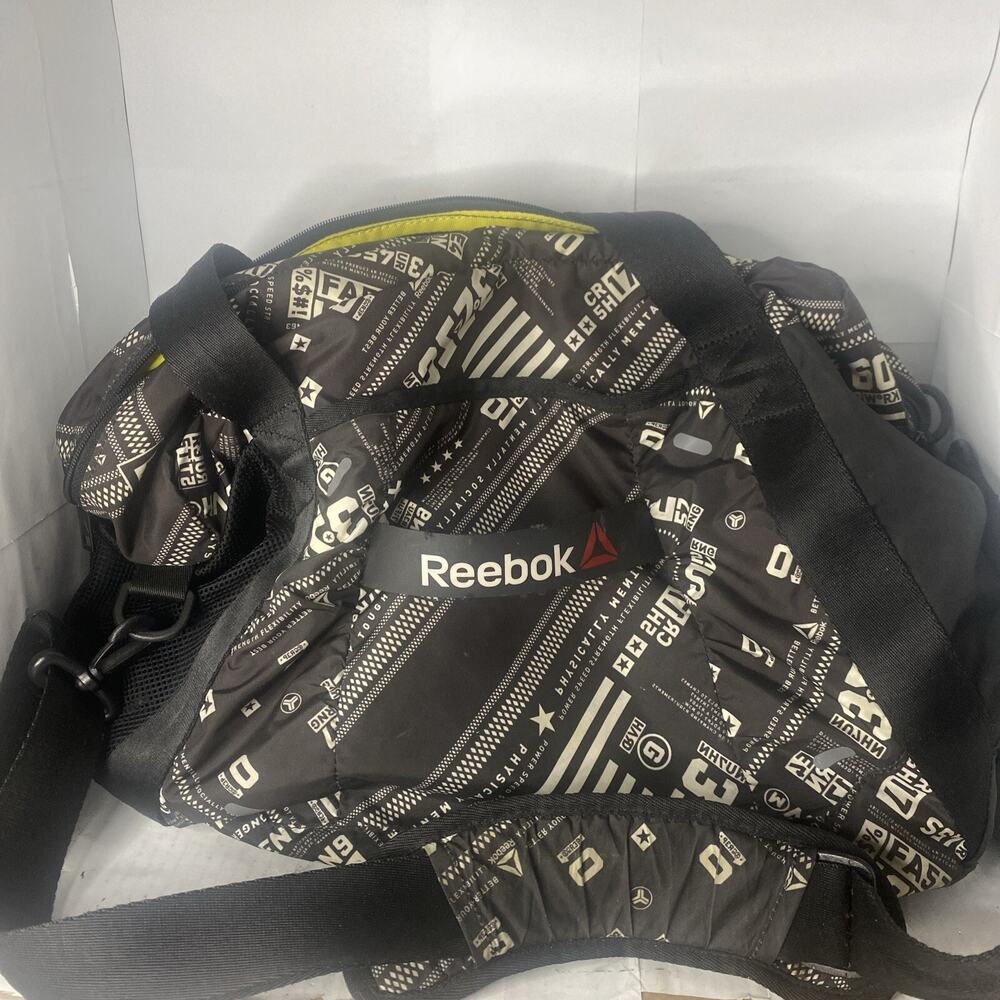 Vintage Official Reebok One Series Duffle Bag Black White Nylon Rare Print